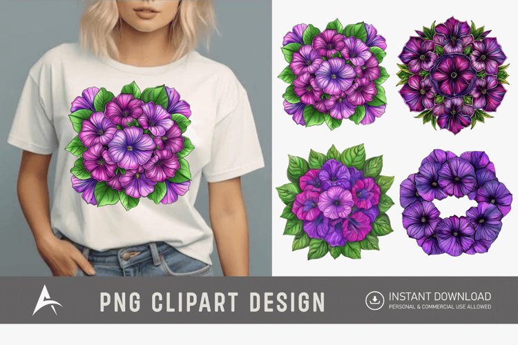 Watercolor Mandala Petunia Clipart