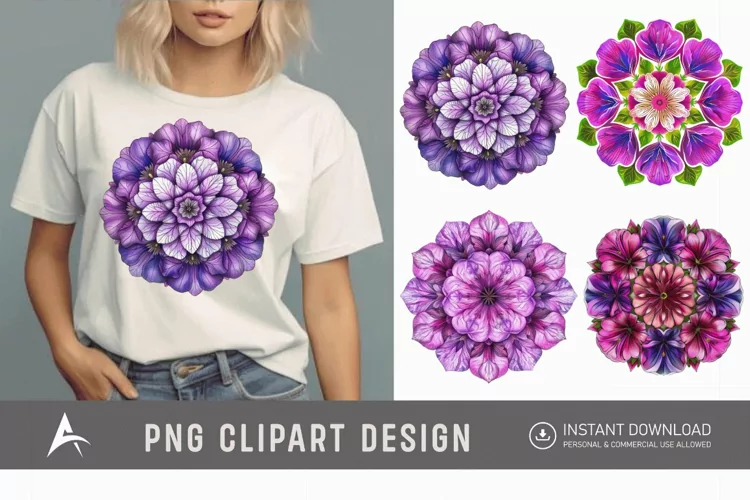 Watercolor Mandala Petunia Clipart
