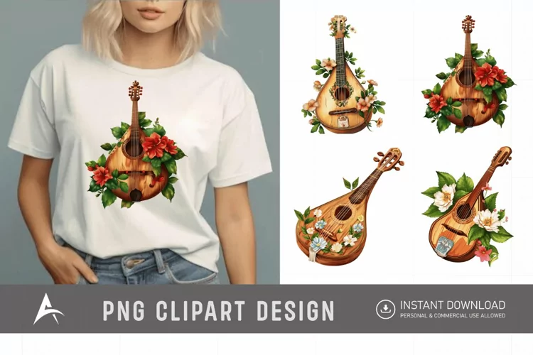 Watercolor Mandolin Clipart