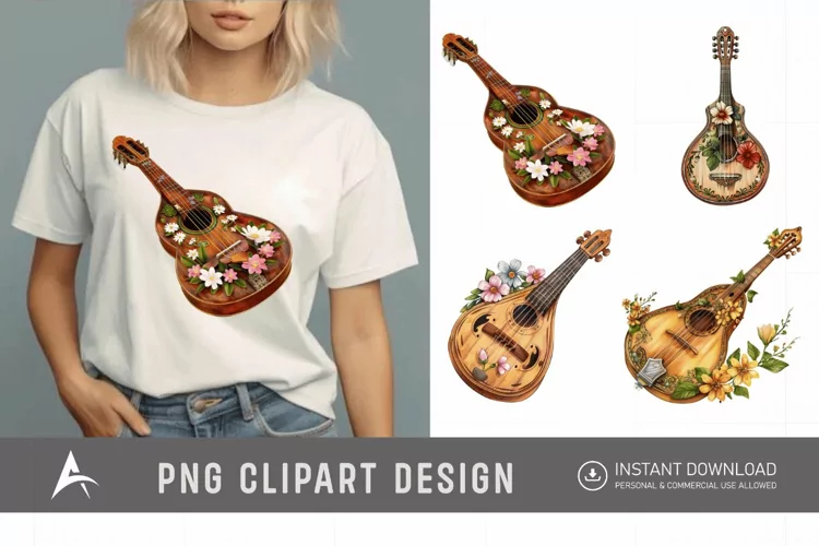Watercolor Mandolin Clipart