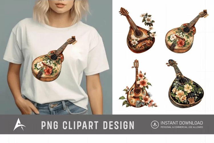 Watercolor Mandolin Clipart