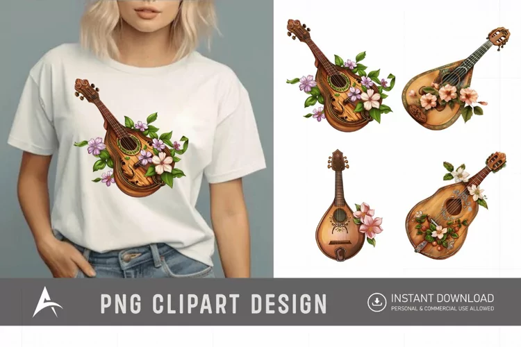 Watercolor Mandolin Clipart