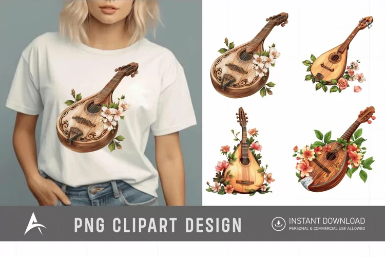 Watercolor Mandolin Clipart