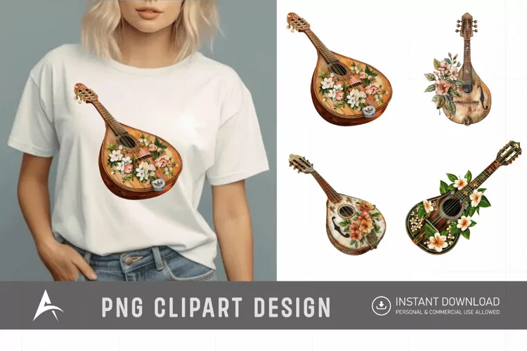 Watercolor Mandolin Clipart
