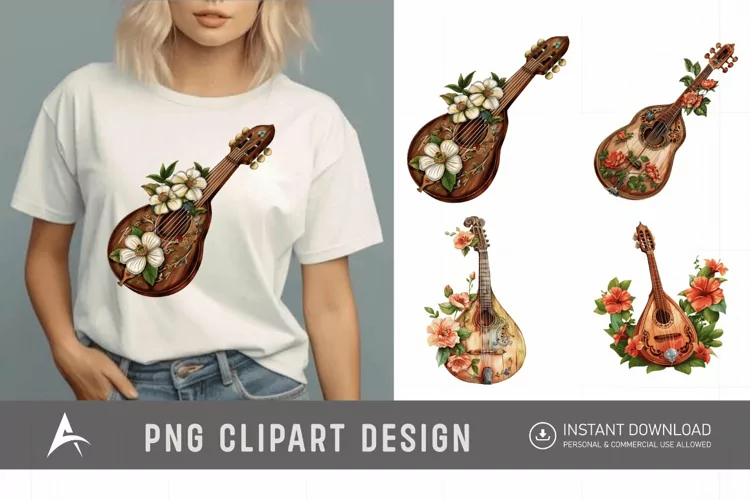Watercolor Mandolin Clipart