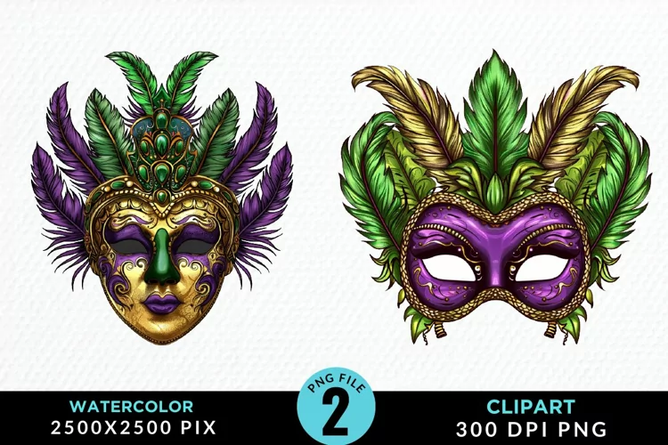Watercolor Mardi Gras Exquisite Clipart