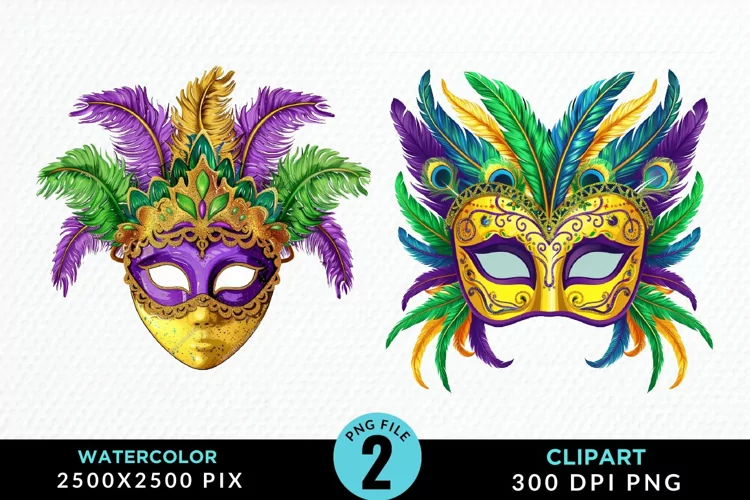 Watercolor Mardi Gras Exquisite Clipart