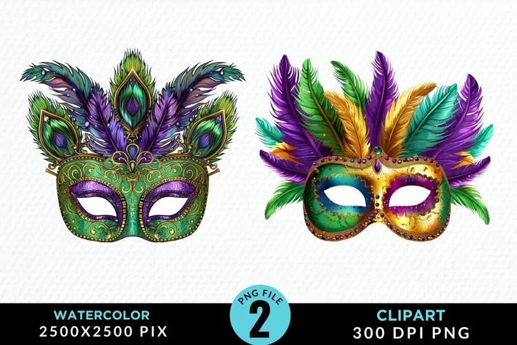 Watercolor Mardi Gras Exquisite Clipart