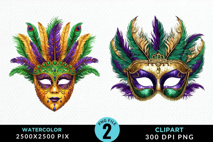 Watercolor Mardi Gras Exquisite Clipart