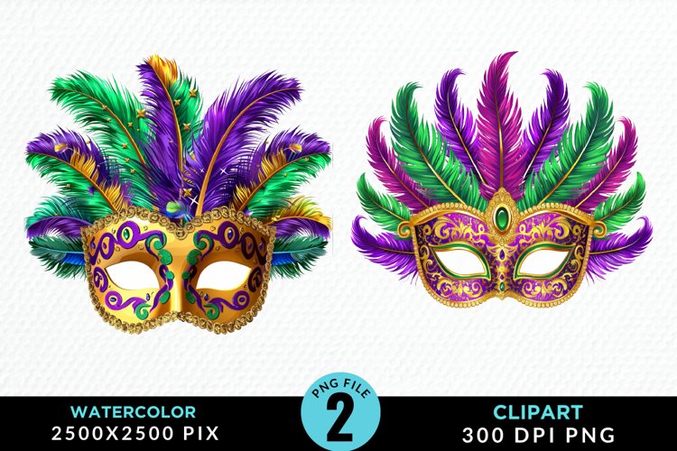 Watercolor Mardi Gras Exquisite Clipart