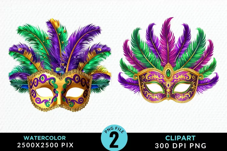 Watercolor Mardi Gras Exquisite Clipart