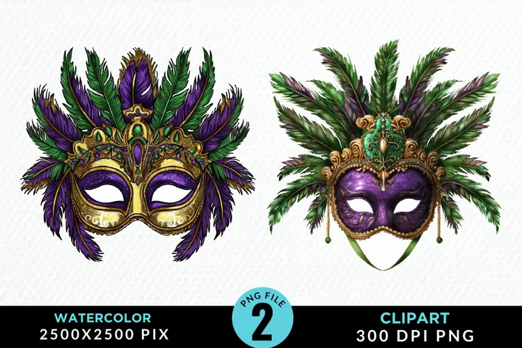 Watercolor Mardi Gras Exquisite Clipart