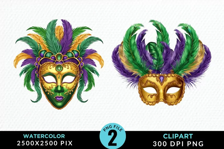 Watercolor Mardi Gras Exquisite Clipart