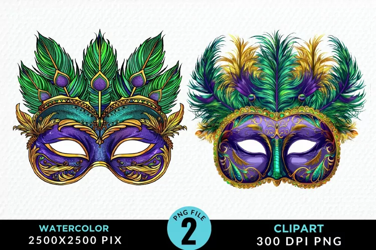 Watercolor Mardi Gras Exquisite Clipart