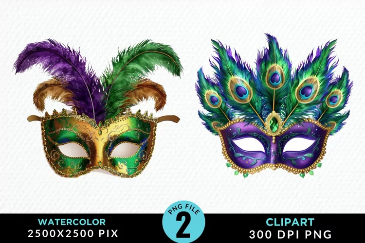 Watercolor Mardi Gras Exquisite Clipart