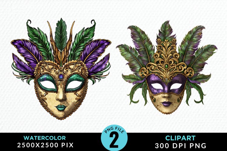 Watercolor Mardi Gras Exquisite Clipart