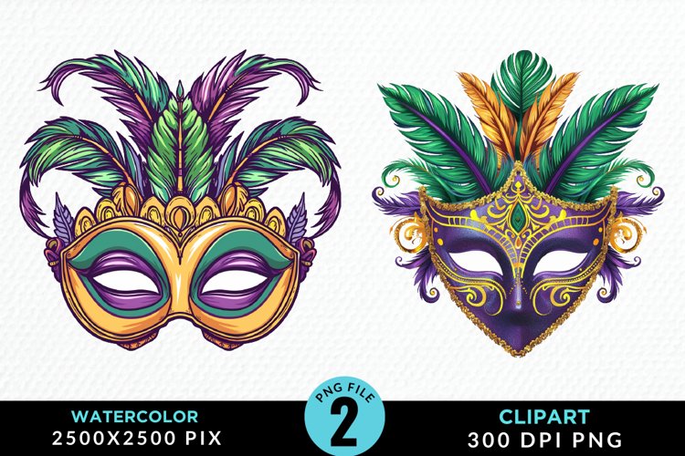 Watercolor Mardi Gras Exquisite Clipart