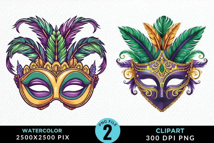 Watercolor Mardi Gras Exquisite Clipart