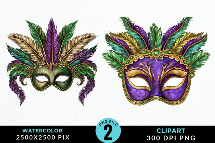 Watercolor Mardi Gras Exquisite Clipart