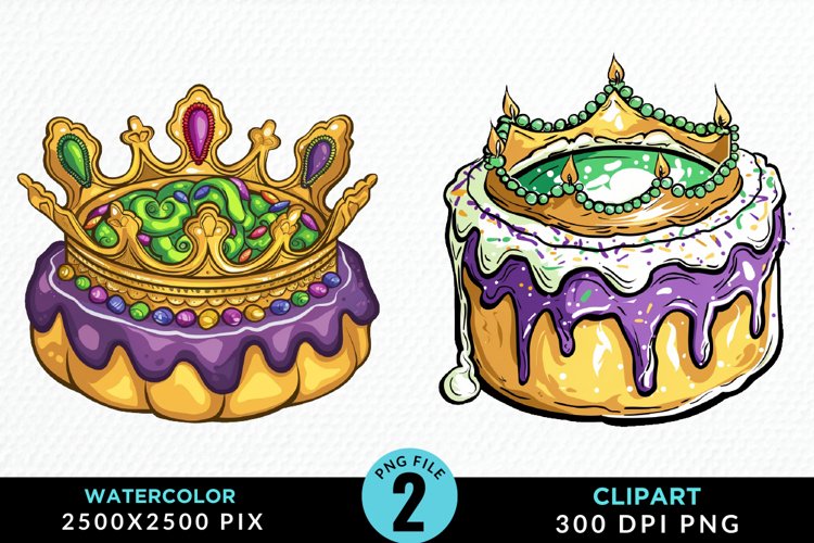 Watercolor Mardi Gras PNG Set Clipart example image 1