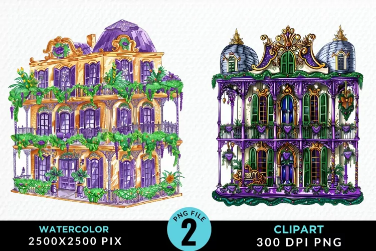 Watercolor Mardi Gras Graphic Clipart