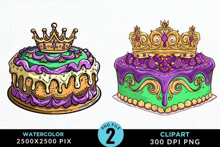 Watercolor Mardi Gras PNG Set Clipart