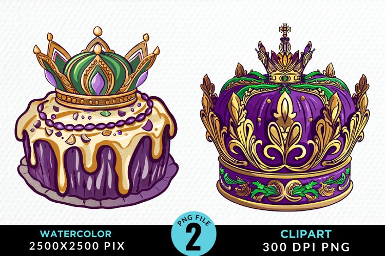 Watercolor Mardi Gras PNG Set Clipart