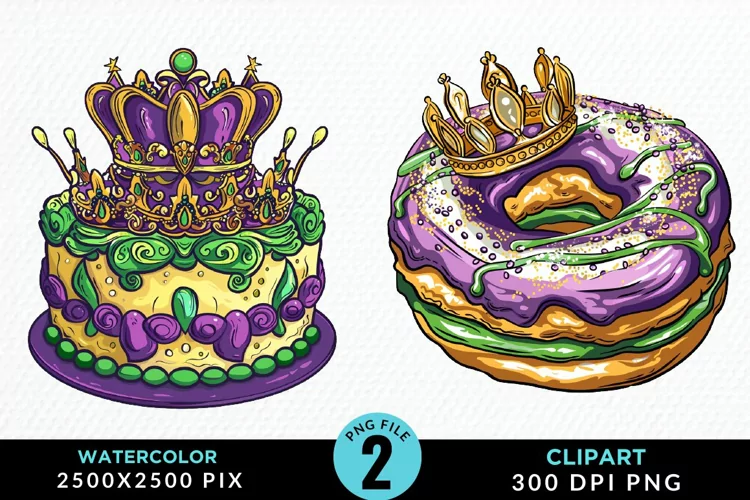 Watercolor Mardi Gras Graphic Clipart