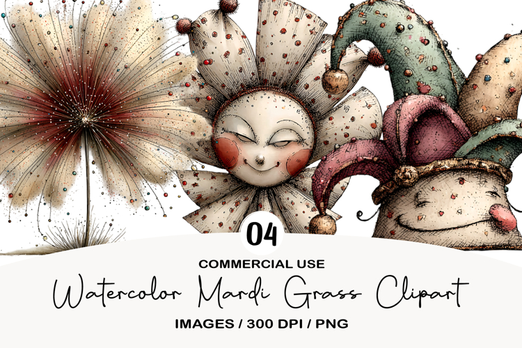 Watercolor Mardi Grass Clipart