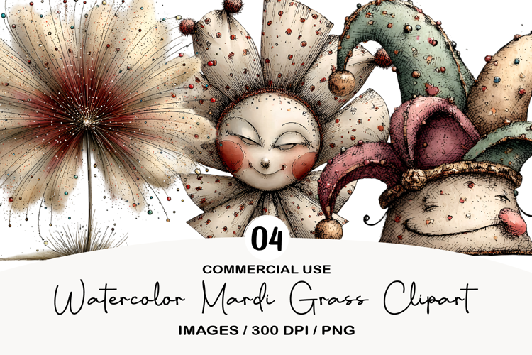 Watercolor Mardi Grass Clipart