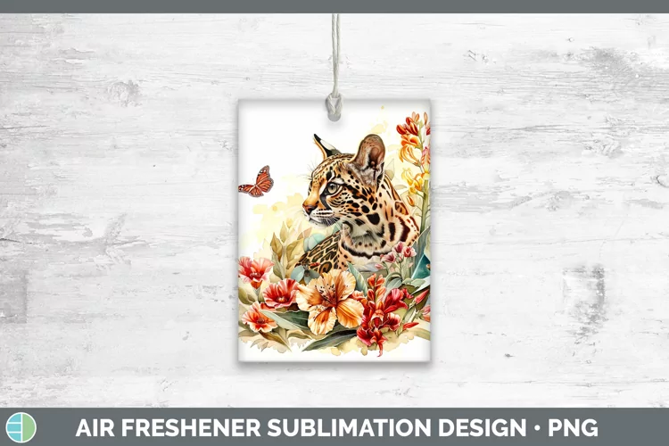 Watercolor Margay Cat Air Freshener Sublimation Car Freshene