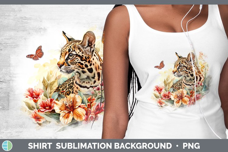 Watercolor Margay Cat Shirt Sublimation Sublimation Backgrou