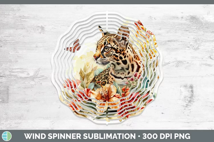 Watercolor Margay Cat Wind Spinner Sublimation Spinner Desig