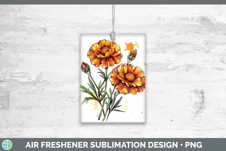 Watercolor Marigold Air Freshener Sublimation Car Freshener