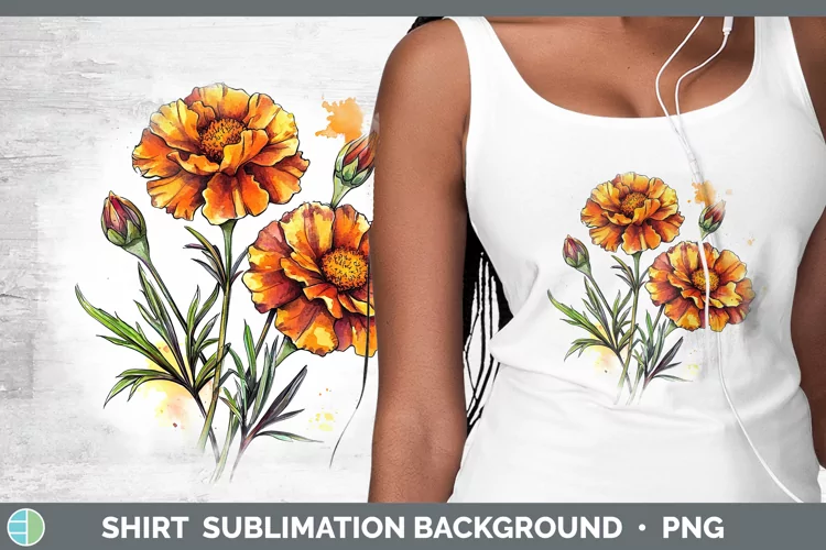 Watercolor Marigold Shirt Sublimation Sublimation Background