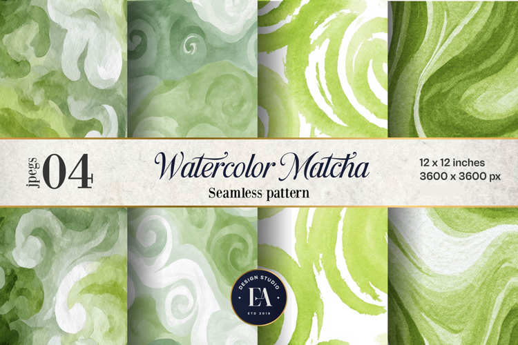 Watercolor Matcha Pattern, Green Wash Texture