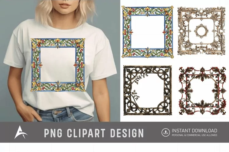 Watercolor Medieval Frame Clipart
