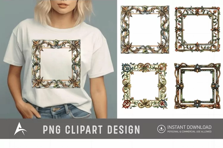 Watercolor Medieval Frame Clipart