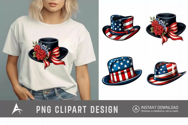 Watercolor Memorial Day Hat Clipart