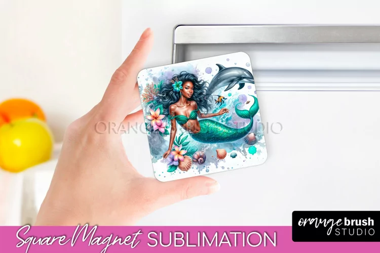 Watercolor Mermaid Magnet Sublimation - Summer Magnet Design