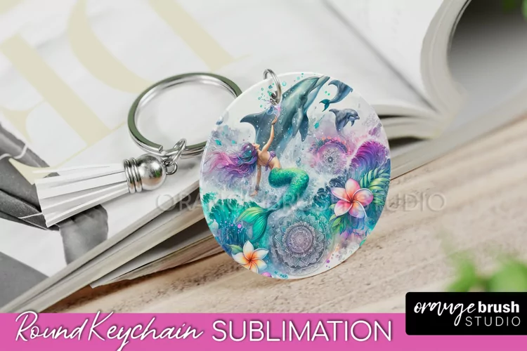 Mermaid Keychain - Summer Watercolor Keychain Sublimation