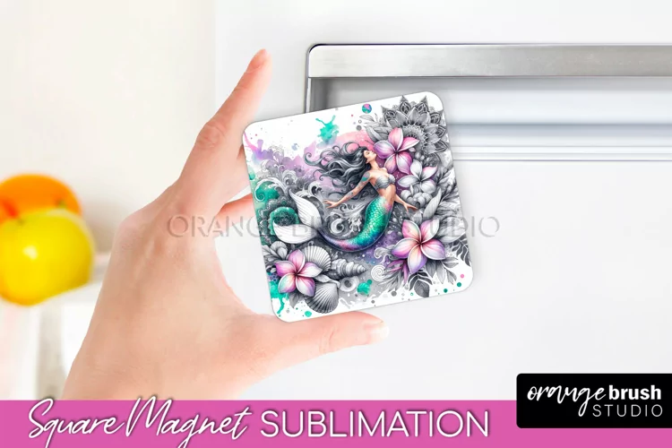 Watercolor Mermaid Magnet Sublimation - Summer Magnet Design