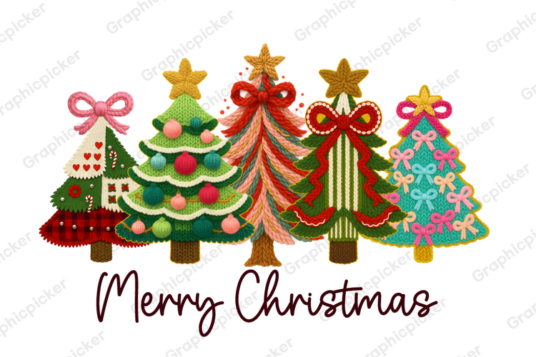 Yarn Crochet Merry Christmas Tree PNG, Christmas Tree PNG
