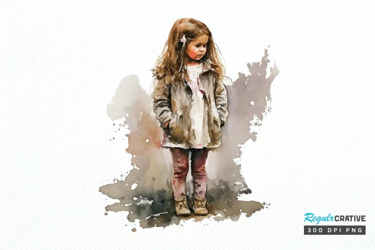 Watercolor Little Girls PNG Clipart
