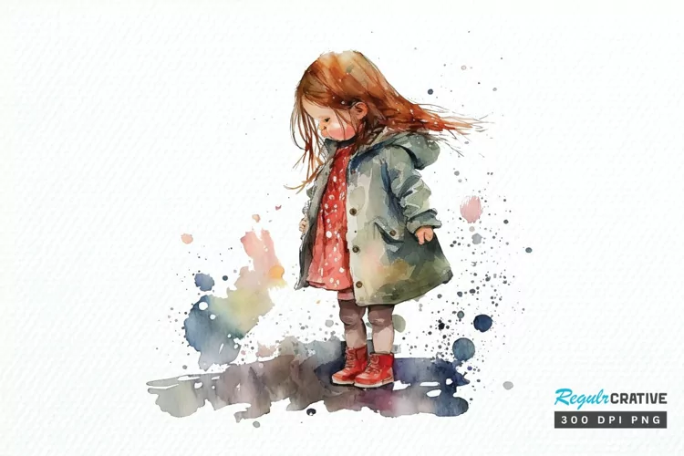 Watercolor Little Girls PNG Clipart
