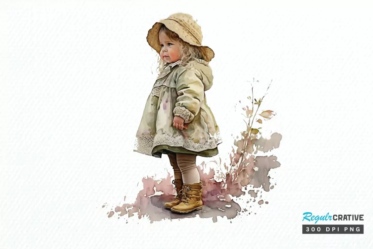 Watercolor Little Girls PNG Clipart