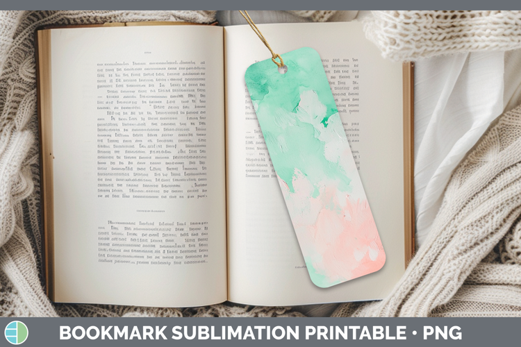 Watercolor Mint Pink Bookmark Sublimation Printable Designs