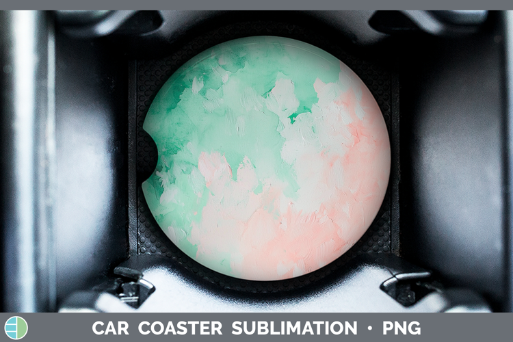 Watercolor Mint Pink Car Coaster Sublimation Designs