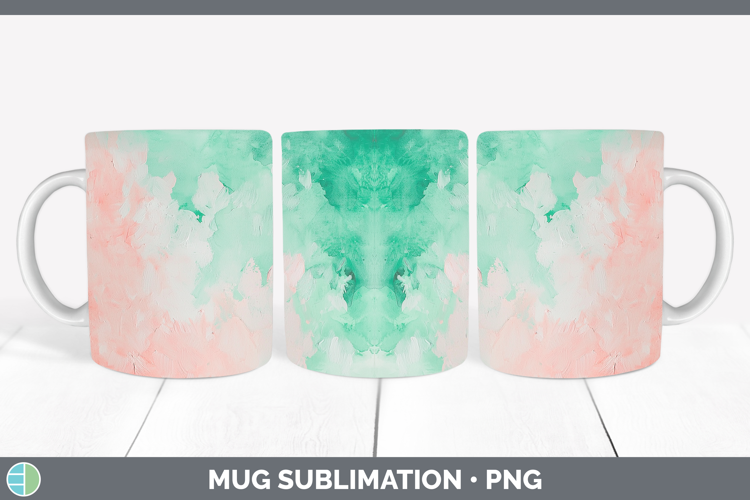 Watercolor Mint Pink Mug Wrap Sublimation Coffee Cup Designs