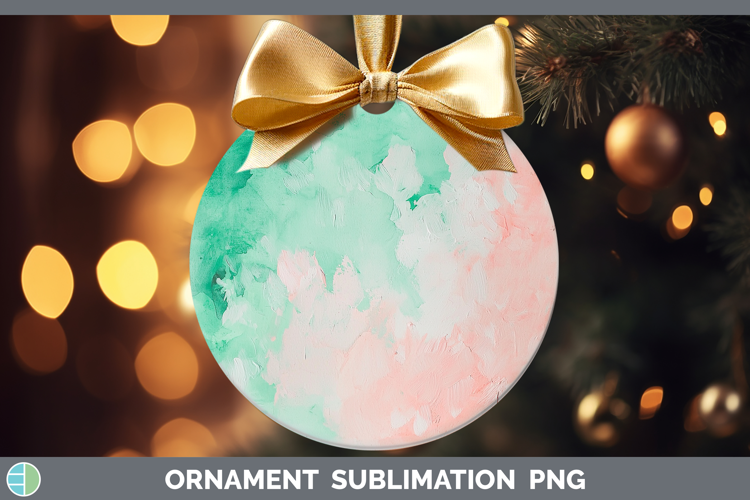 Watercolor Mint Pink Ornament Sublimation Bauble Designs